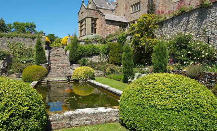 Bodysgallen Hall and lily pond